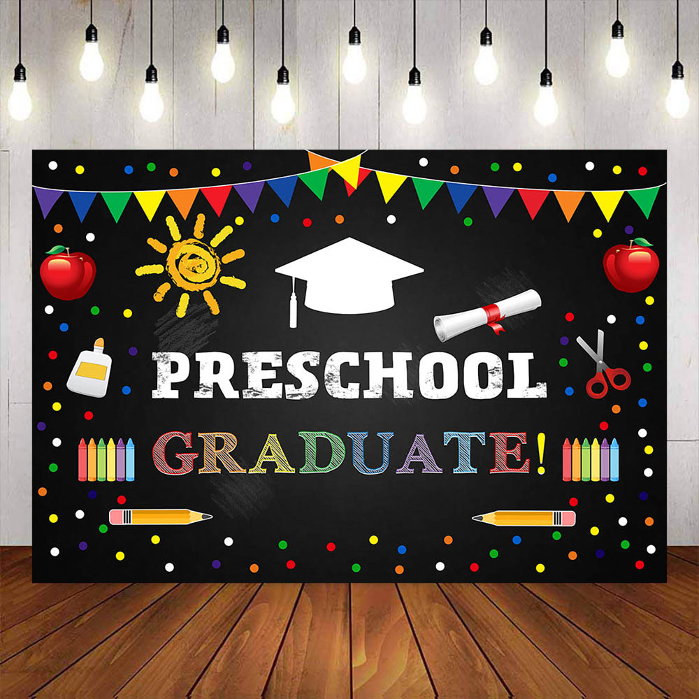 Mocsicka Preschool Chalkboard Brushes Graduation Backdrop – Mocsicka Party