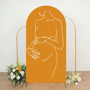 Mocsicka Pregnant Mother Baby Shower Party Double-printed Arch Cover Backdrop