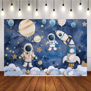 Mocsicka Astronauts Exploring Space Baby Shower Party Backdrops J