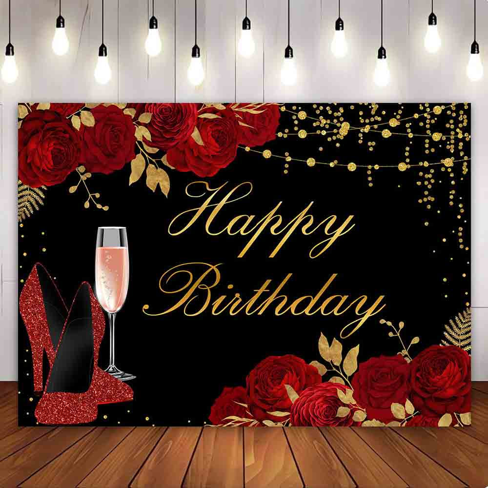 Mocsicka Red Rose High Heels Happy Birthday Party Backdrop – Mocsicka Party