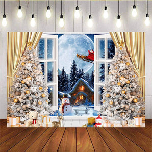 Mocsicka Golden Christmas Tree Snowman Santa Claus Background