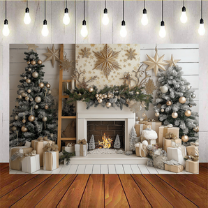 Mocsicka Five-pointed Star Christmas Tree Backdrop