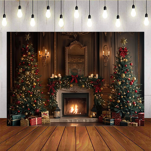 Mocsicka Christmas Tree Cozy Fireplace Background