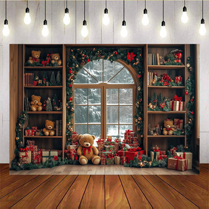 Mocsicka Christmas Bear Gift Stand Background