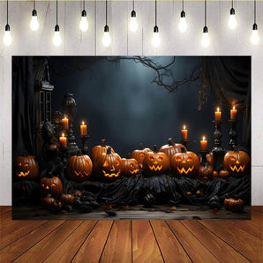 Mocsicka Dark Pumpkin Theme Halloween Backdrop