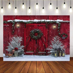 Mocsicka Red Christmas Wreath Background