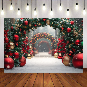 Mocsicka Christmas Wreath With Colorful Balloons Background