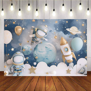 Mocsicka Astronauts Exploring Space Baby Shower Party Backdrops N