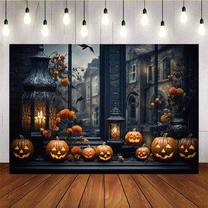 Mocsicka Dark Pumpkin Theme Halloween Backdrop