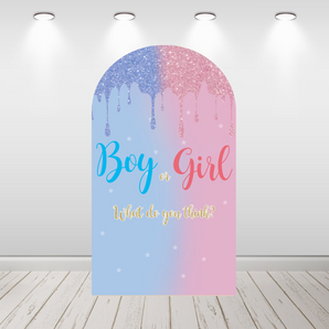 Mocsicka Boy or Girl Gender Reveal Party Double-printed Arch Cover Backdrop