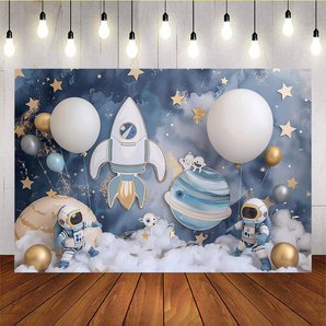 Mocsicka Astronauts Exploring Space Baby Shower Party Backdrops R