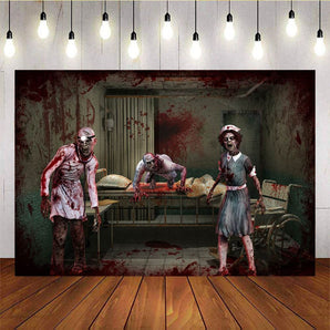 Mocsicka Nurse Patient Horror Theme Halloween Backdrop