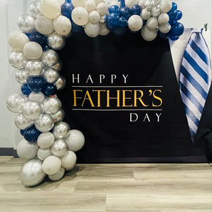 Mocsicka Black Background Blue Tie Happy Father's Day Backdrop