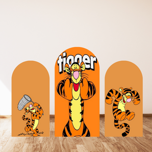 Mocsicka Orange Tiger Theme Double-printed Chiara Cover Backdrop for Party Decor