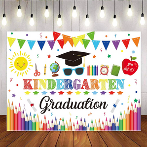 Mocsicka Kindergarten Graduation Backdrop for Kids Preschool School Prom Party Decoration