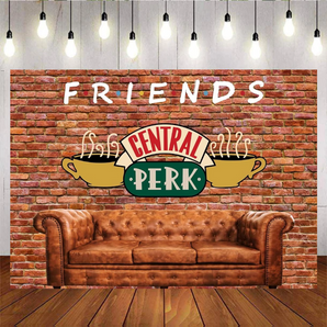 Mocsicka Friends Central Perk Pub Red Brick Party Decoration Backdrop