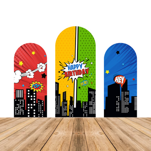 Mocsicka Super Hero Party Double-printed Chiara Cover Backdrop