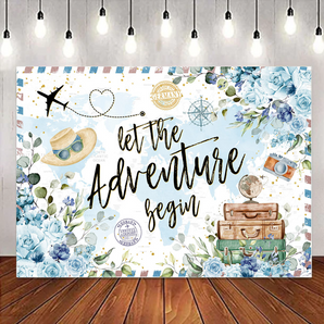 Mocsicka Let The Adventure Begin Theme Baby Shower Party Backdrop