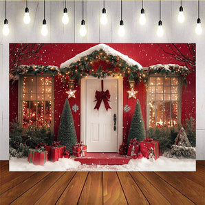 Mocsicka Red House Christmas Tree Background