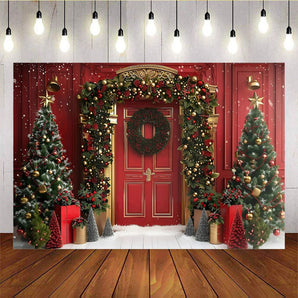 Mocsicka Red Door Christmas Tree Background