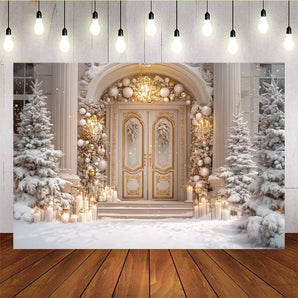 Mocsicka White Christmas Tree Golden Door Background