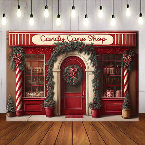 Mocsicka Candy Cane Shop Christmas Background