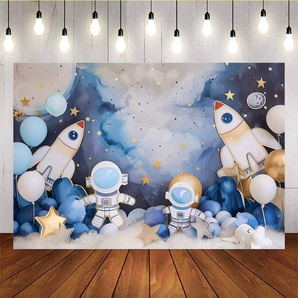 Mocsicka Astronauts Exploring Space Baby Shower Party Backdrops T