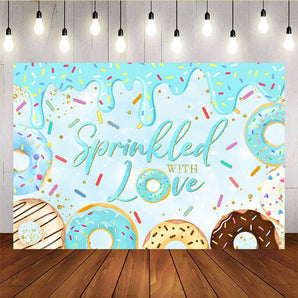 Mocsicka Blue Donut Theme Birthday Party Backdrop