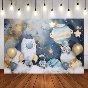 Mocsicka Astronauts Exploring Space Baby Shower Party Backdrops U