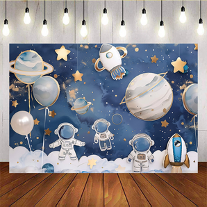 Mocsicka Astronauts Exploring Space Baby Shower Party Backdrops W