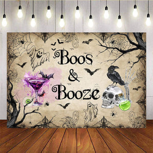 Mocsicka Boos and Booze Halloween Backdrop