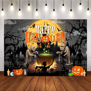 Mocsicka Mummy Potion Happy Halloween  Backdrop