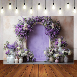 Mocsicka Spring Romantic Purple Flowers Photo Backdrop IV