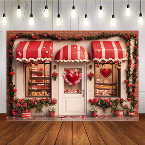 Mocsicka Valentine's Day Flower Shop Backdrop C