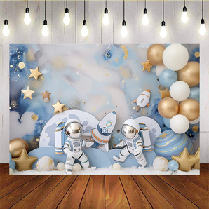 Mocsicka Astronauts Exploring Space Baby Shower Party Backdrops B