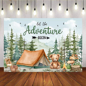 Mocsicka Adventure Bear Theme Party Backdrops