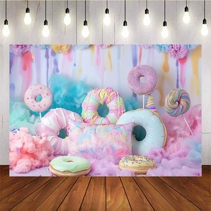 Mocsicka Sweet Donut Theme Birthday Backdrop A