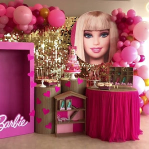 Mocsicka Barbie Pink Photo Booth  Party Decoration Accessories