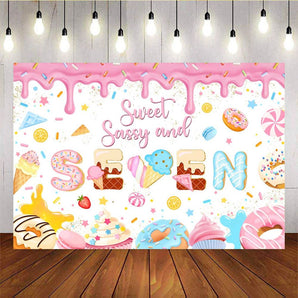 Mocsicka Sweet And Sassy 7th Birthday Party Backdrop