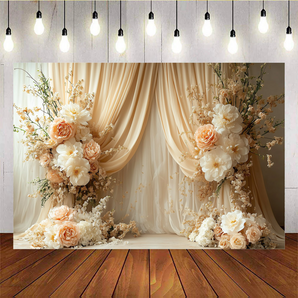 Mocsicka Spring Yellow Curtains Beautiful Flowers Photo Backdrop