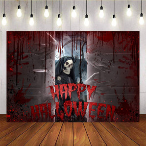 Mocsicka Horror  Skull Happy Halloween Backdrop