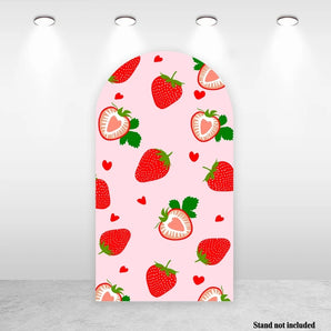 Mocsicka Pink Strawberry Double-printed Arch Cover Backdrop