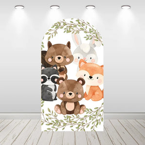 Mocsicka Cute Wild Animals Double-printed Arch Cover Backdrop