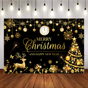 Mocsicka Merry Christmas And Happy New Year Backdrop