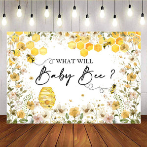 Mocsicka Yellow What Will Baby Bee Baby Shower Party Backdrop