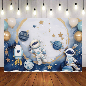 Mocsicka Astronauts Exploring Space Baby Shower Party Backdrops C