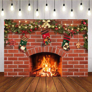 Mocsicka Red Sock And Stove Christmas Decoration Background