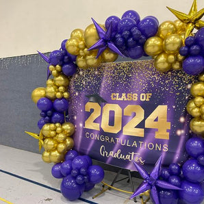 Mocsicka Purple and Gold Congratulations Graduates Class of 2024 Backdrops