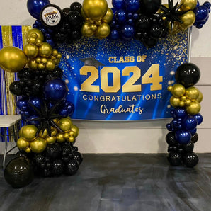 Mocsicka Blue and Gold Congratulations Graduates Class of 2024 Backdrops