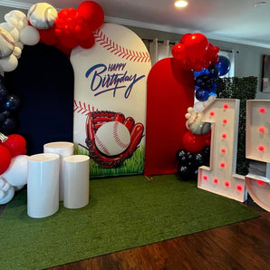 Mocsicka Baseball Happy Birthday Party Double-printed Chiara Cover Backdrop